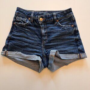 AE Stretch Curvy Crossover Denim Mom Short Medium Vintage size 000